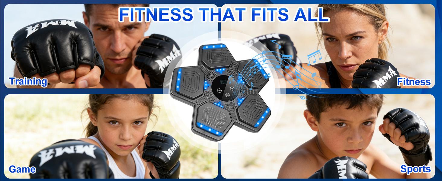 Smart Music Boxing Game Kids: Bluetooth Wall Mounted Punching Pad with 5 Hitting Targets - Family Indoor Activity Fitness - Ages 6-12 Boys Girls Birthday Gifts Including Boxing Gloves