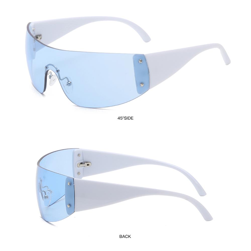1pc Trendy Rimless Star Y2K Sunglasses for Women Men Punk One Piece Goggles Oversized Wrap Around Shades 2000's Eyewear UV400