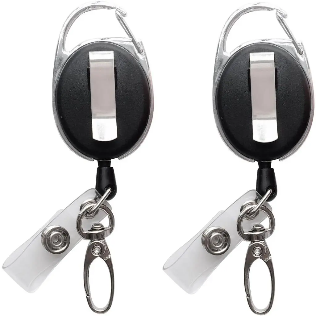 Retractable Badge Reel with Claw Clasp and Clip Id Card Holders (2Pack)