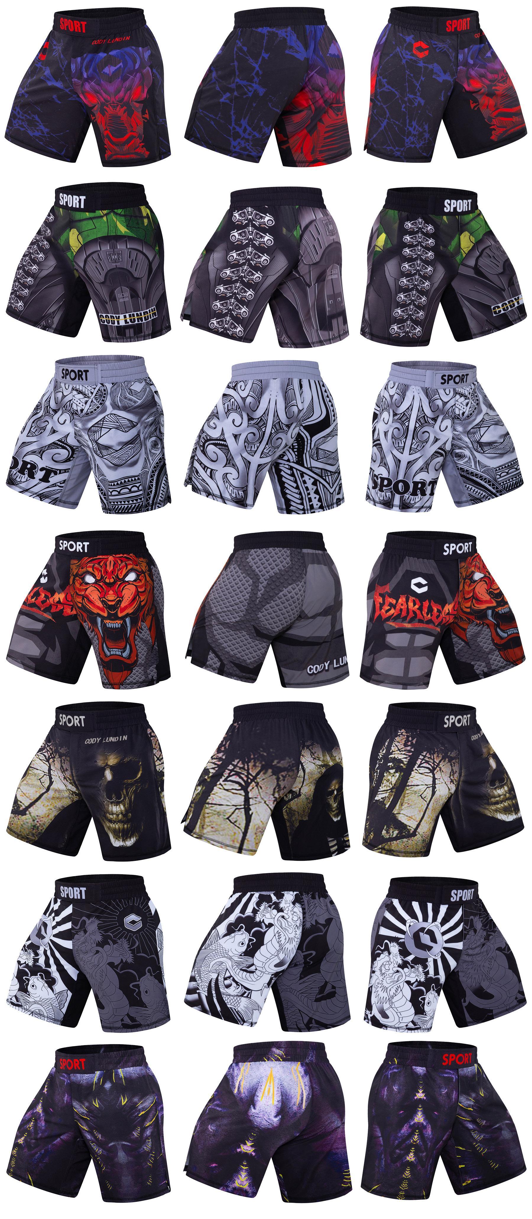 Cody Lundin Crossfit Men Fitness Running Shorts MMA Short With Printed Lightweight Grappling Combat Shorts For Boxing Weightlift