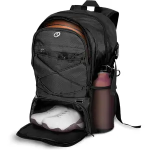 Basketball Backpack  Bag | Large Black Backpack with Shoe and Ball Compartment | Gifts for Basketball Players