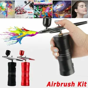 Portable Airbrush Kit Mini Air Compressor Rechargeable Handheld Spray Gun for Nail Art Cake Decorating Makeup Model Painting Tattoo Barber fathersdaygift