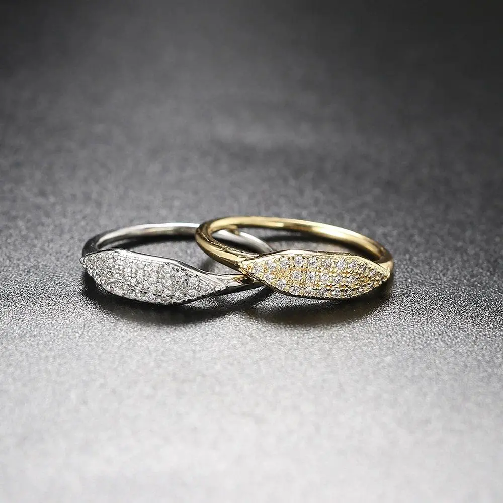Gold Tone Link Ring for Women, Zircon Pave Stacking Ring, Bold Hip Hop Punk Jewelry, Trendy Statement Ring for Daily Outfits & Gifts