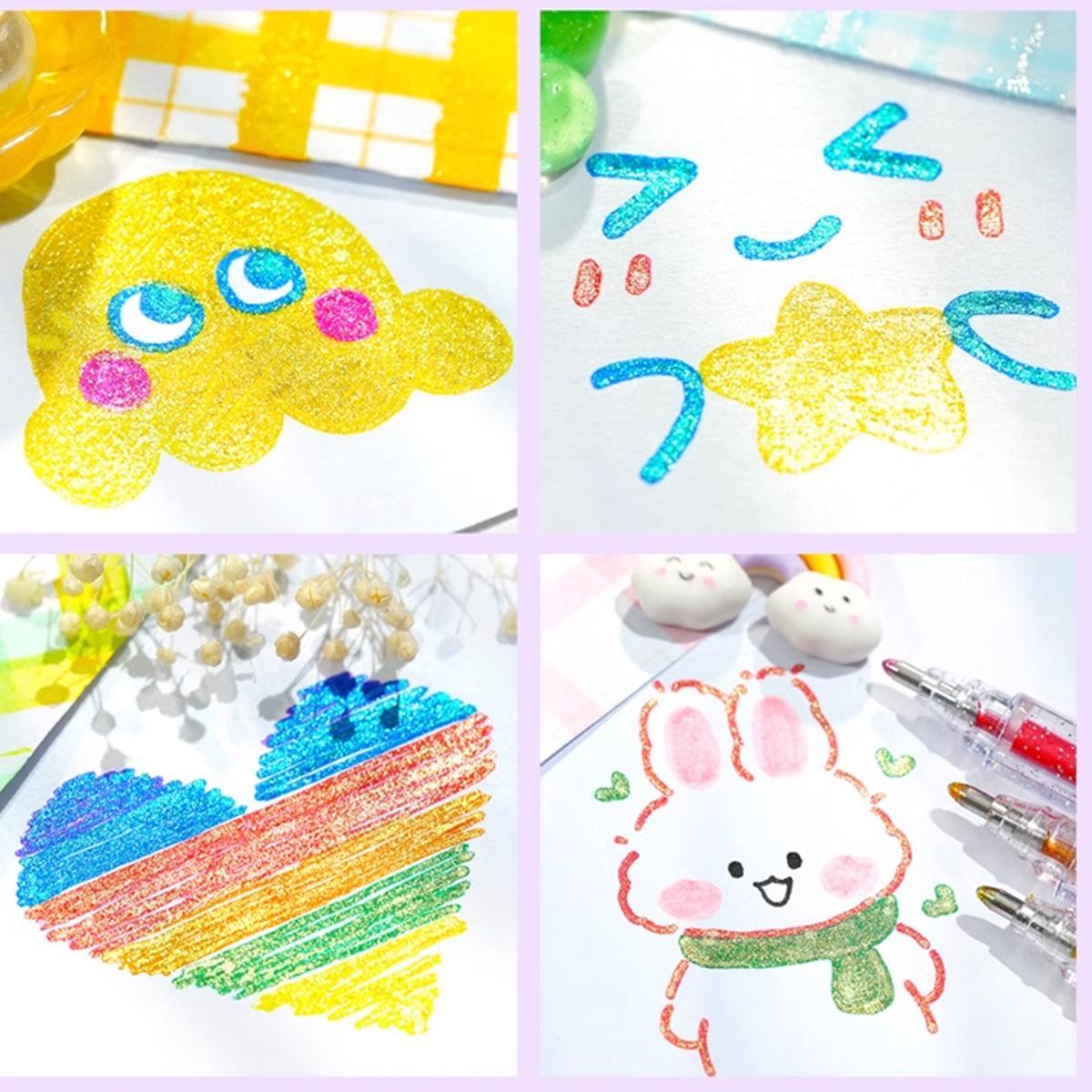 Glitter Gel Pen Set, 1.0mm Colorful Glitter Pen, Metallic Sparkle Pen, Colored Gel Pen for Handwriting Set, Notes and Markings, Students School Office Stationery