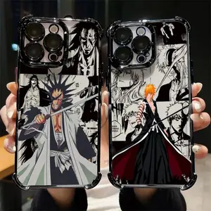 Cool Luxury Anime Cool BLEACHS Plating Phone Case For iPhone 17 Air 16 15 14 13 12 11 Pro Max Plus and Samsung S26 S25 S24 S23 S22 Plus Ultra Anti-Fall Back Cover