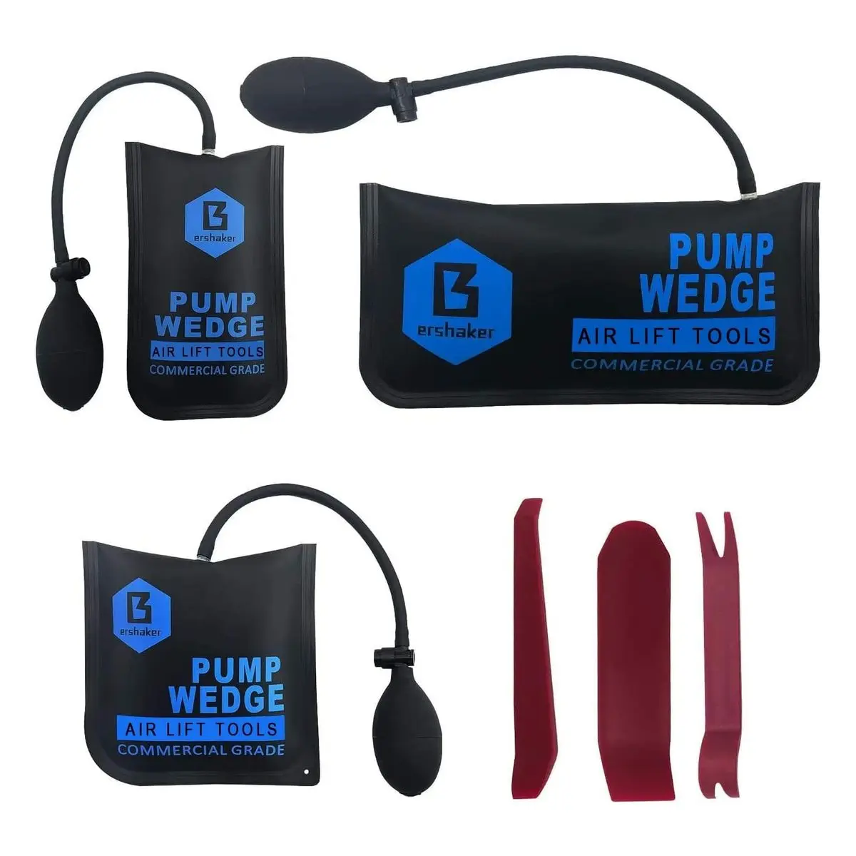 3 Pack Air Wedge Bag Kit with Pump, Commercial Inflatable Wedge for Leveling and Alignment, Air Bag Tool for Lifting Jobs