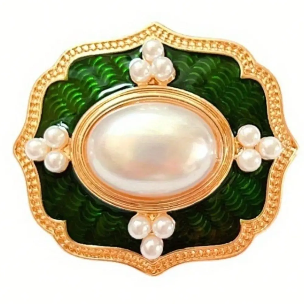 Classic Green Baroque Palace Style Women Men Enamel Badges Brooch Vintage Lady Suit Pin