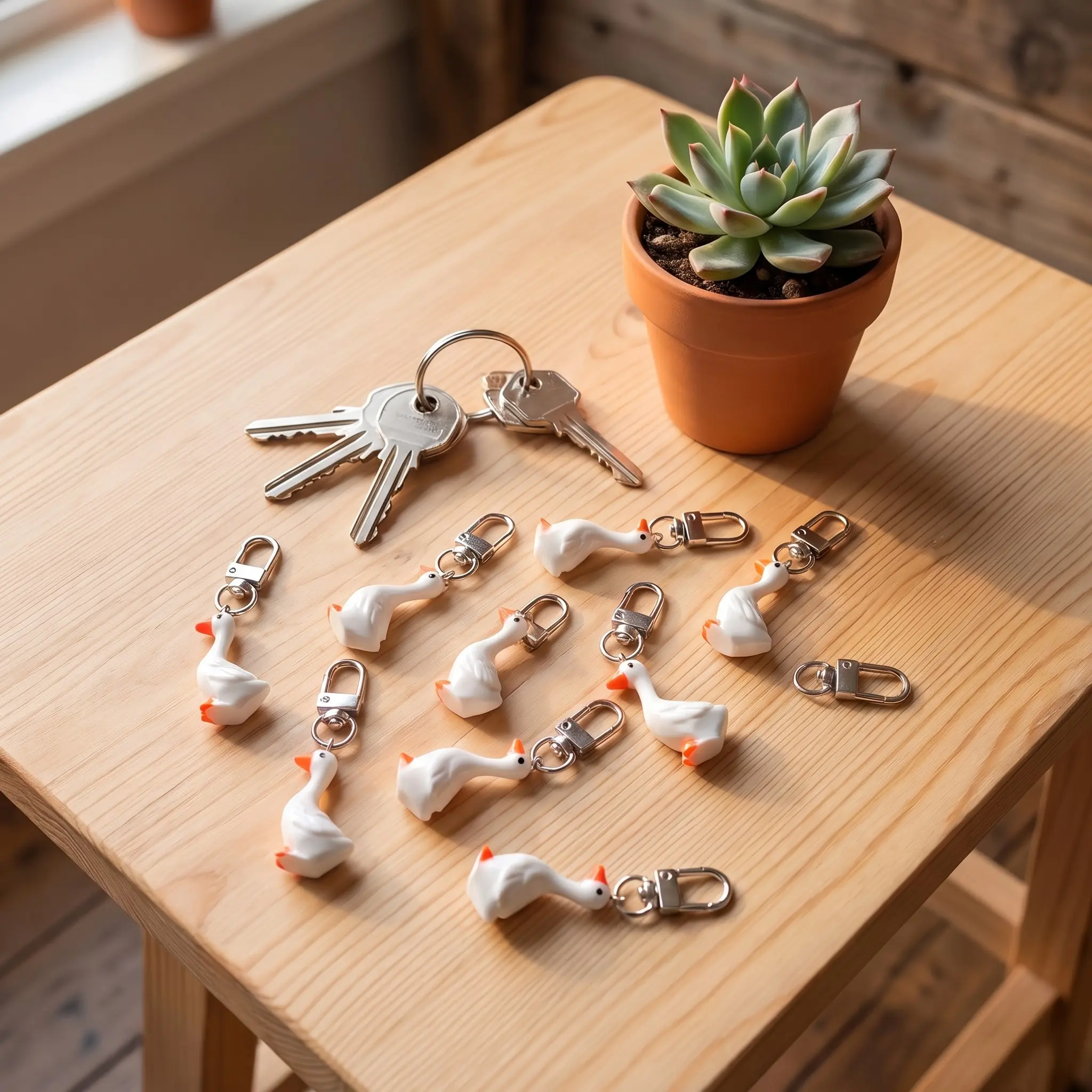 10-Pack Silly Goose Keychains, Funny Resin Backpack Charms, Perfect Friendship Gifts, Unique Accessories for Kids and Adults, Cool Keychains