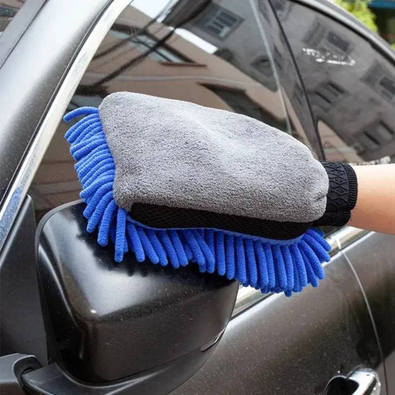 Car Wash Gloves Chenille Waterproof  Microfiber Mitt Soft Mesh BackDouble-faced Glove Mitt Wax Detailing Brush Car Cleaning Tool