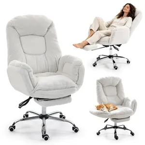Criss Cross Ergonomic Office Chair with Footrest, Big and Tall Executive Office Chair with 3-Level Adjustable Armrests High Back Adjustable Gaming Chair with Wheels for Home Office, White