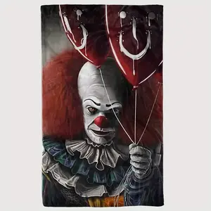 [Horror Bedspread]Pennywise the Clown Print Blanket - A soft flannel horror bedspread suitable for all seasons, decorated with Pennywise balloons and patterns from the movie "It". Perfect for camping, travel, and home décor.