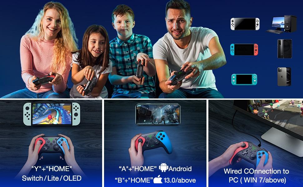 BEBONCOOL Professional Controller for Switch/Lite/OLED, Programmable Wireless Switch Controller with Wake-up, Programmable, Turbo Function, Not Suitable for Xbox and PS5 Consoles