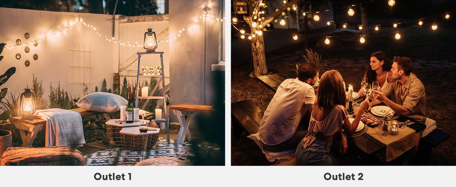 Outdoor Smart Plug, Outdoor Wifi Outlet with 2 Grounded Outlets, Remote Control, Timer, Waterproof, Works with Amazon Alexa, Google Assistant and SmartThings, FCC Certified