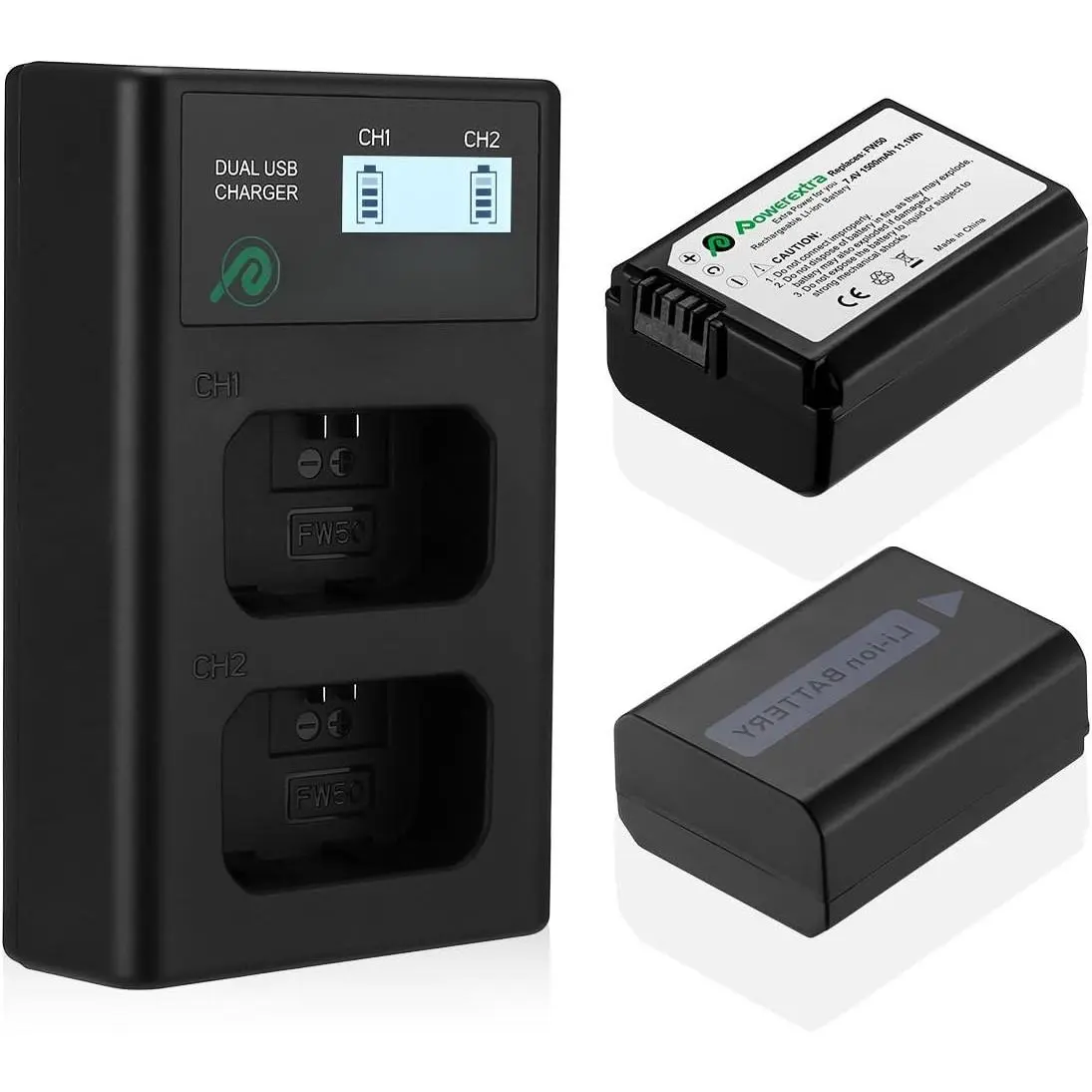 NP-FW50  and  LCD Display  USB Charger Compatible for  ZV-E10, Alpha a6500, a6300, a6000, a7s, a7, a7s ii, a7s, a5100, a5000, a7r, a7 ii Camera