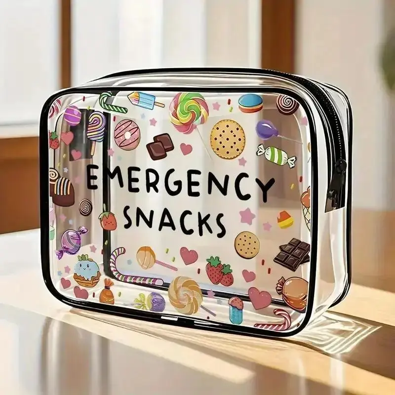 Clear Zipper Pouch for Travel, Large‑Capacity Snack Medicine Portable Bag, Multifunctional Road Trip Picnic Emergency Storage Organizer