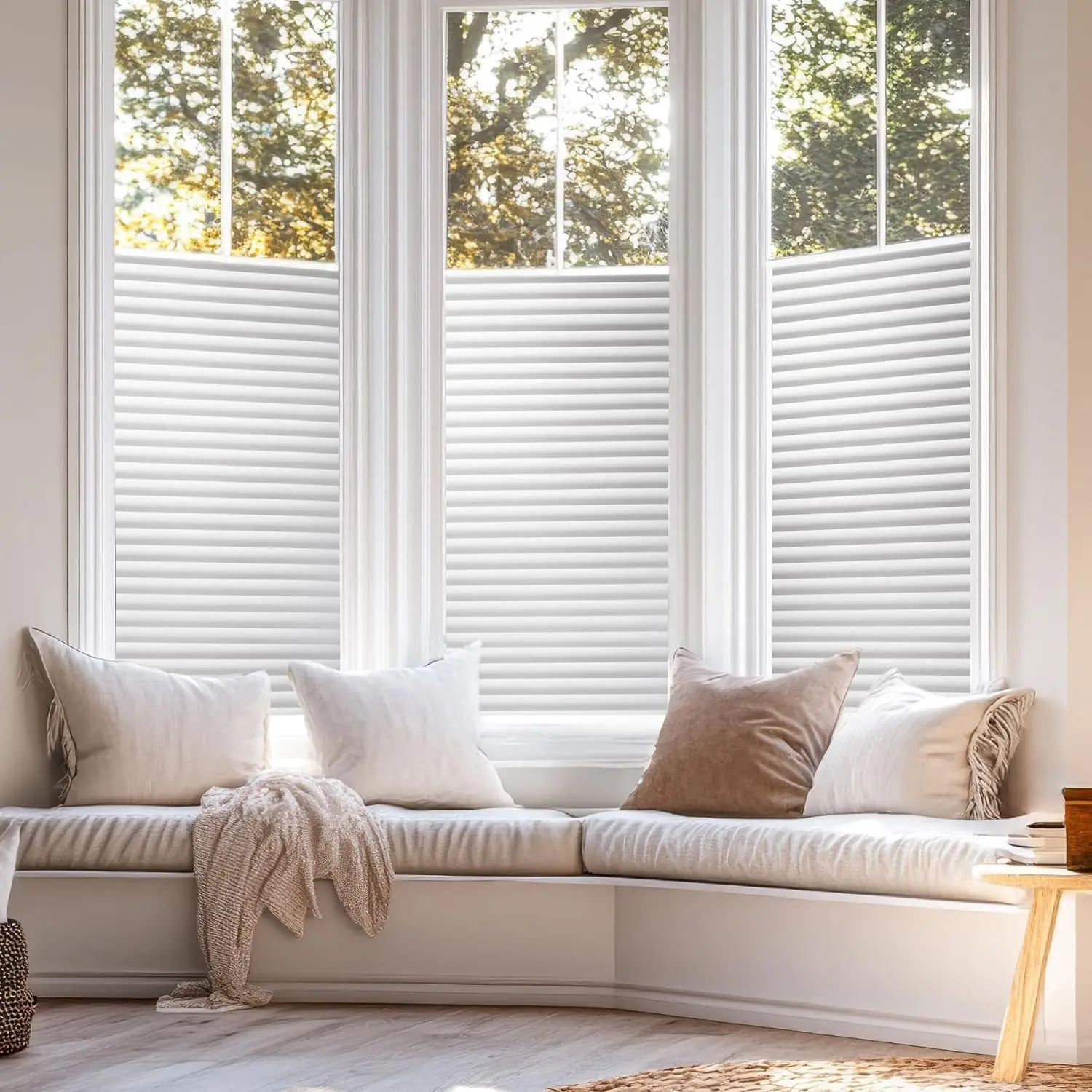 Frosted Blinds Light Effects Window  Film by  - Decorative Frosted Glass Design, Static Cling, Two-Way , Reduces Glare, Phthalate and  - 17.72 x 72 Inch