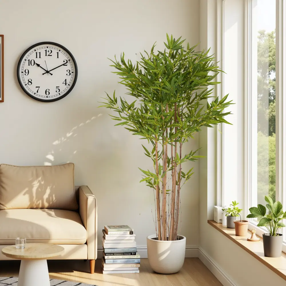 70" Artificial Bamboo with Black Plastic Pot