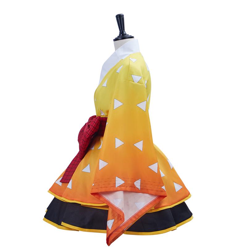Demon Slayer Cosplay Costume  Agatsuma Zenitsu  Fanart Costume Women Japanese Kimono Outfit Costume