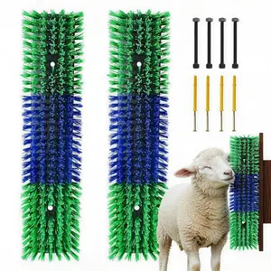 Itch Relief Self-Grooming Scratching Brush Scratcher 2 Pack Green, Cattle Brush with 8 Screws for Horse Pony Goat Sheep Pig Donkey