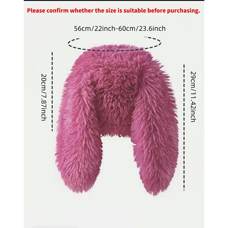 Cute Fluffy Rabbit Ear Design Caps, White Caps, CasuaSoft Plush Warm Beanie Hat for Women & Men, FashionAccessories for Daily Wear, Funny Bunny Hat