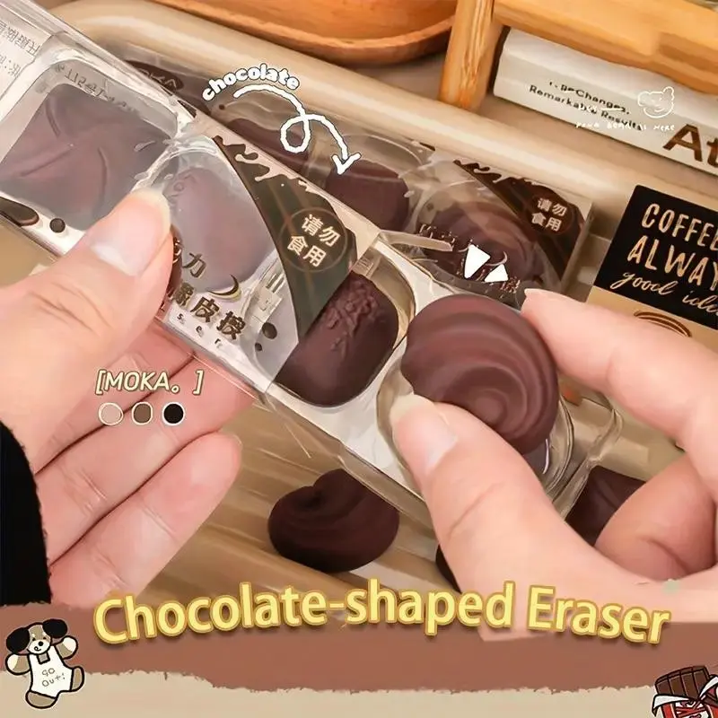 4-Piece Realistic Chocolate Eraser Set, Fun Back-To-School Gift Pack, Perfect for Drawing and Writing Supplies