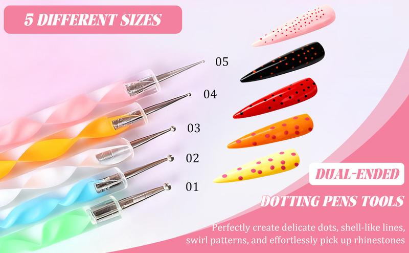 25PCS Nail Art Tools Set, Includes Nail Art Brushes, Nail Stand, Dotting Tools, Striping Liner Fingernail Drawing Pens, Jelly Glue, tweezers, Sequins, Professional Nail Art Supplies Kit