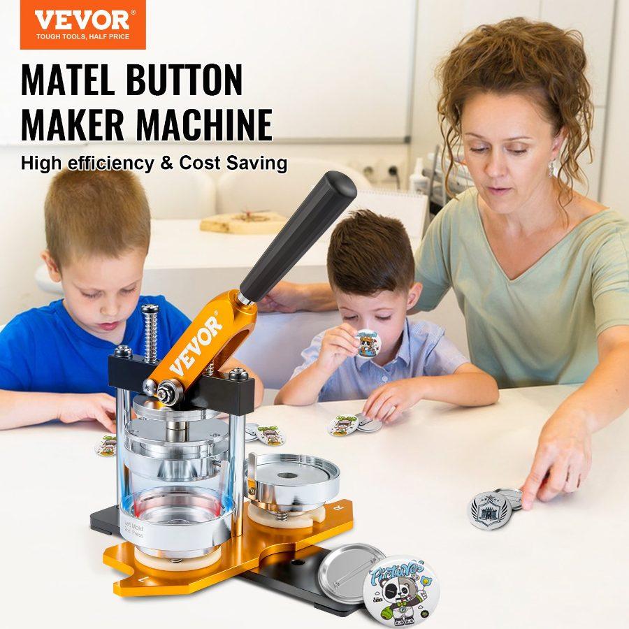 VEVOR Button Maker Machine, 75 mm (3 inch) Badge Punch Press Kit, Children Gifts Maker, Button Making Supplies with 100pcs Button Parts Circle Cutter Magic Book