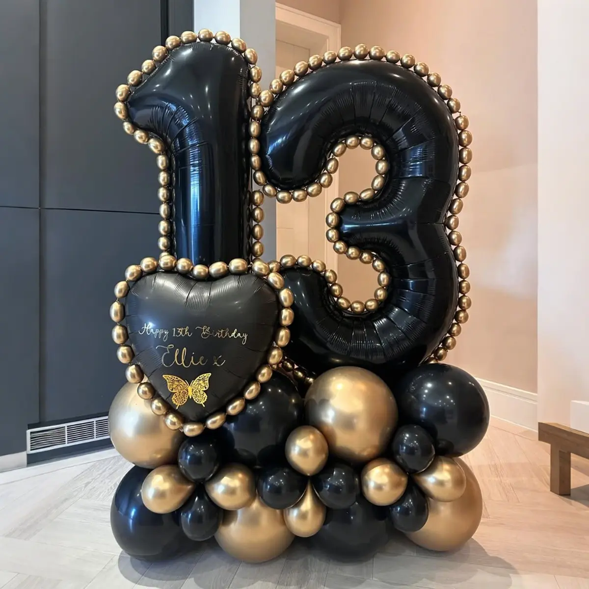 Number Column Balloon Set with Heart Aluminum Foil Balloons, Perfect for Birthday Party Decorations, Graduation, Anniversary Decorations