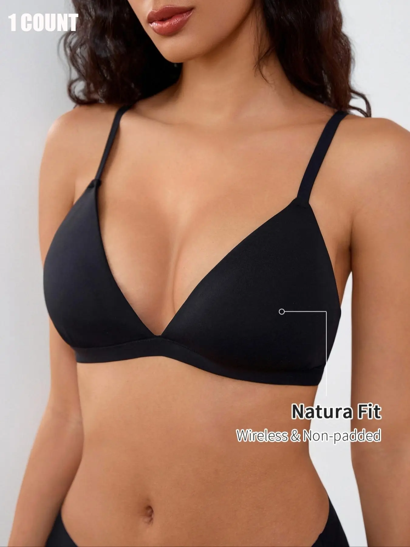 Women's Triangle Bralette Plunge Unlined Seamless Bra No Underwire Comfortable Everyday Wireless V-Neck Bra Set, Wireless Seamless Bralettes, Medium Support, Plain Design