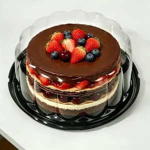 6 Pack 10 Inch Disposable Cake Containers with Lids,Cake Carrier,Plastic Cakes Stand with Lid,Cakes Covers Plastic with Dome and Base,Display Containers For Transport,Bundt Cake Pan (10 Inches-6 Pack)