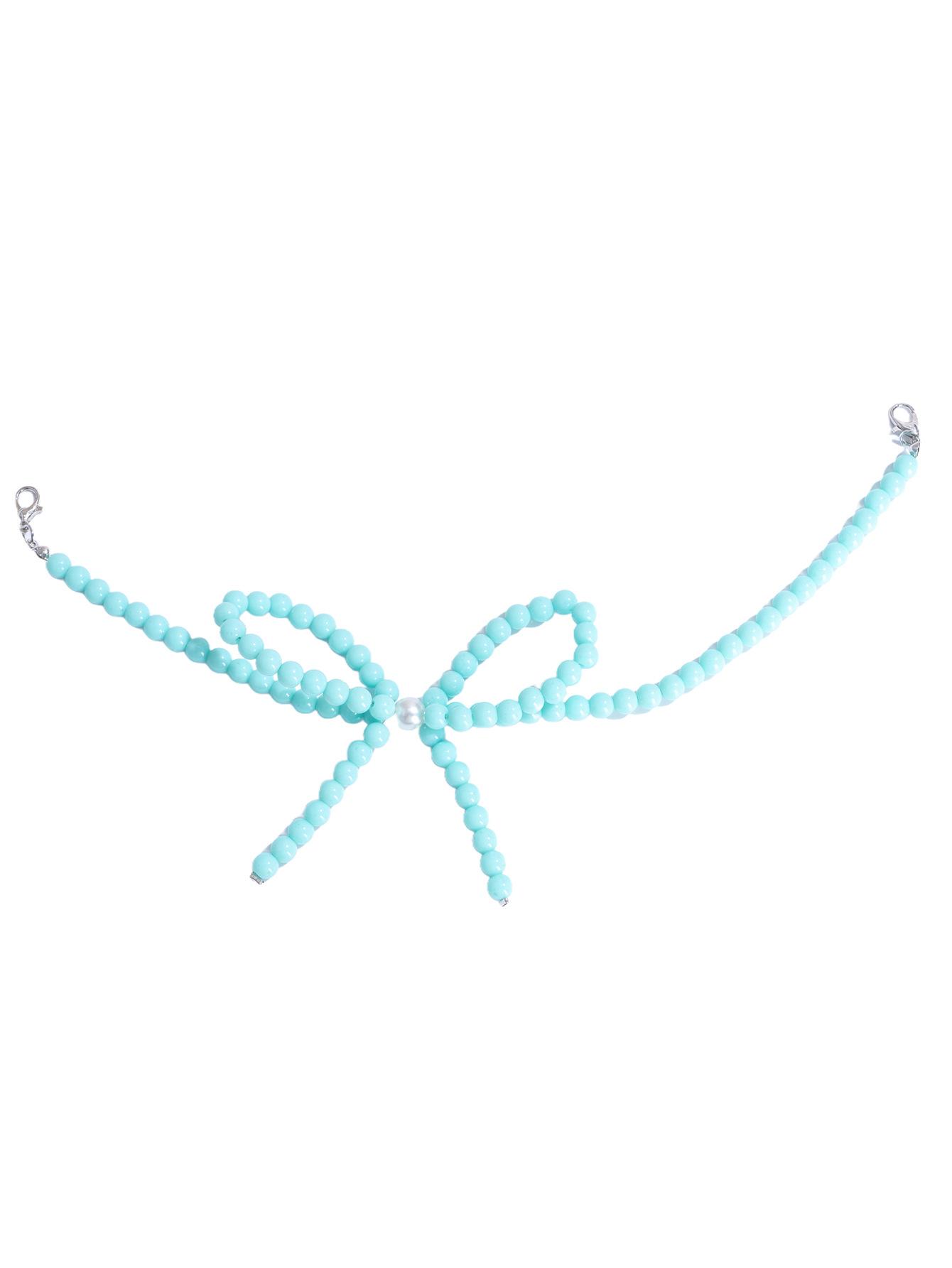 Small-scale yet versatile pearl bow baseball cap accessory, colorful dopamine hat chain, high-end and glittering small-scale design cross pendant necklace, shiny collar chain, women's accessory