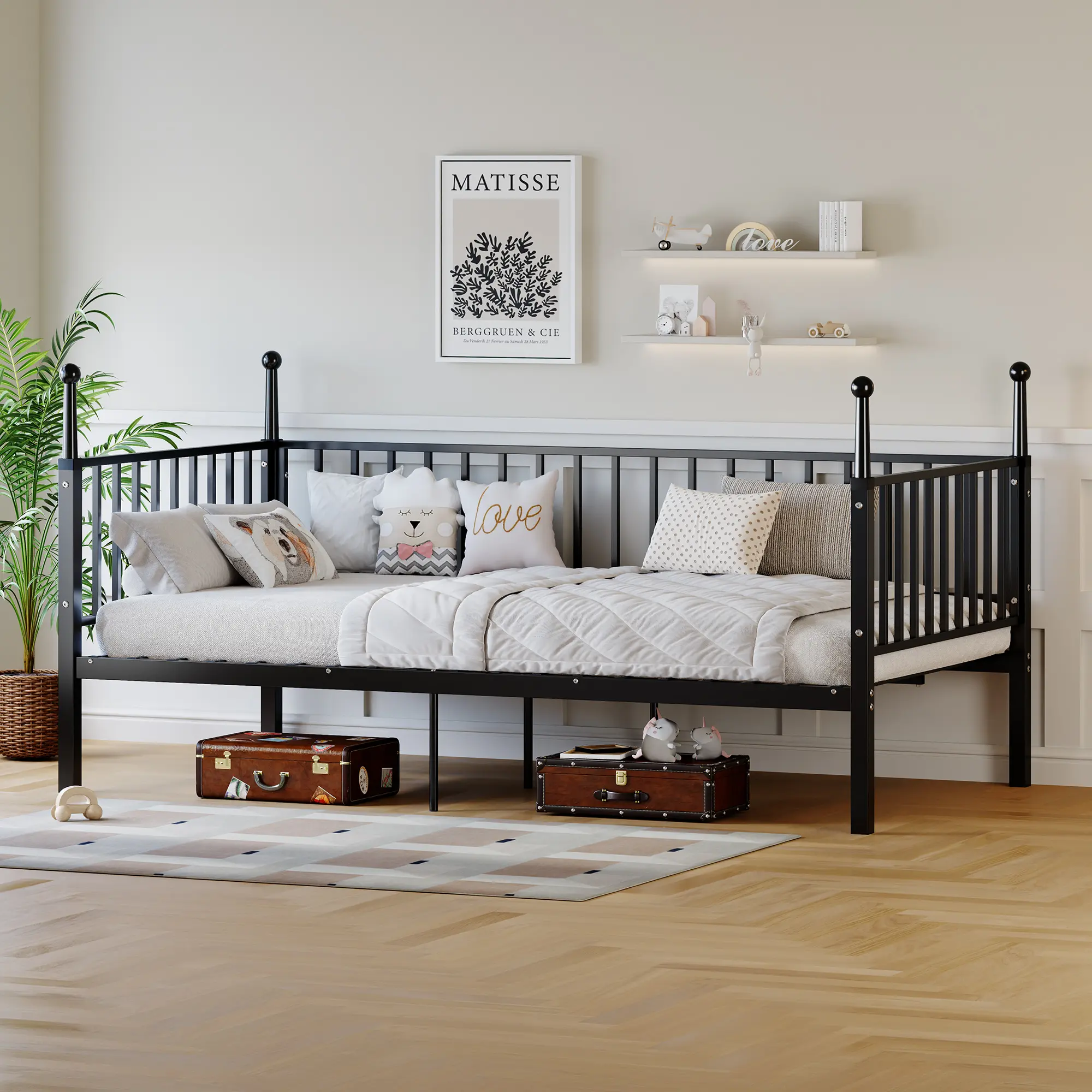 ARCH Twin Metal Bunk Bed Frame, Sturdy Black Bunkbed for Kids, Teens & Adults, Space-Saving Design for Bedroom, Dormitory, Guest Room, No Box Spring Needed, 275 lbs Capacity, Modern Style, Easy Assembly, Twin Size Options, Black Color Options