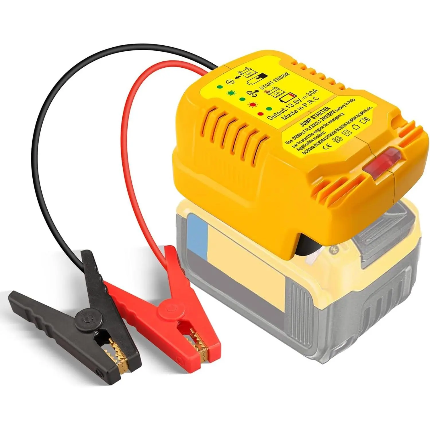 Compatible with Dewalt 20V Battery Car Jump Starter Adapter, 30A 11AWG Portable Car Charger Adapter with Clips (Battery Not Included)