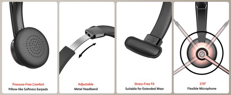 Bluetooth Headset,Trucker Wireless with Mic,Bluetooth Headset with Dual Noise Cancelling Microphone & Mute Button, 55Hrs Working Time PC Headset for Cell Phones, Computer, Truck Driver Audio Headphone Bluetooth Headset,Trucker Wireless with Mic,Bluetooth Headset with Dual Noise Cancelling Microphone & Mute Button, 55Hrs Working Time PC Headset for Cell Phones, Computer, Truck Driver Audio Headphone
