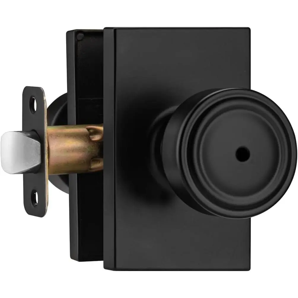 Black Door Knobs Interior with Turn Lock, Door Knob for  Use | Aluminium rectangle rosette, Door Handles for Bath & Bedroom