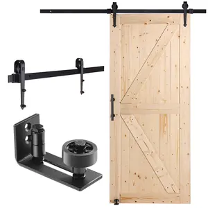 【DealsForYouDays】VEVOR Barn Door and Hardware Kit, 36" x 84" Wood Sliding Barn Door, Smoothly and Quietly, Barn Door Kit with 8-in-1 Floor Guide and Door Handle, Spruce Wood Panelled Slab, Easy to Install