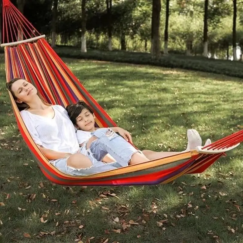 Portable Camping Hammock, Durable Breathable Parachute Nylon Hammock with Tree Rope, Single and Double Size, Outdoor Travel, Beach, Garden, Hiking