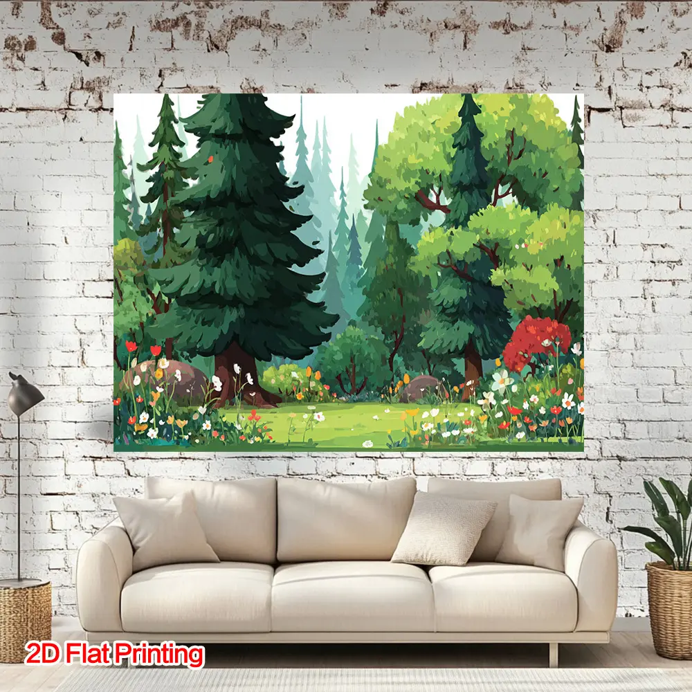 Forest Trees Landscape Tapestry Polyester, Suitable for Home, Courtyard, Studio, Ideal for Bright Tone Style & Still Life Creation Photo Props, Patio Embellishment & Indoor Decoration