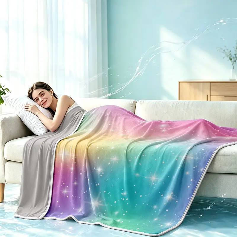 Starry Rainbow Gradient Blanket, Ultra Soft Cool Touch Air Conditioning Blanket, Multi-Scene Use, Bedroom Sofa Office