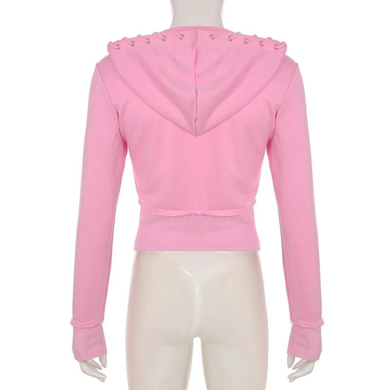 Sports suit Women Drawstring Ribbons 2 Piece Set Long Sleeve Zipup Hooded Sweatshirts Tops + Flare Pants Fashion Casual Tracksuits Summer Athletic Wear