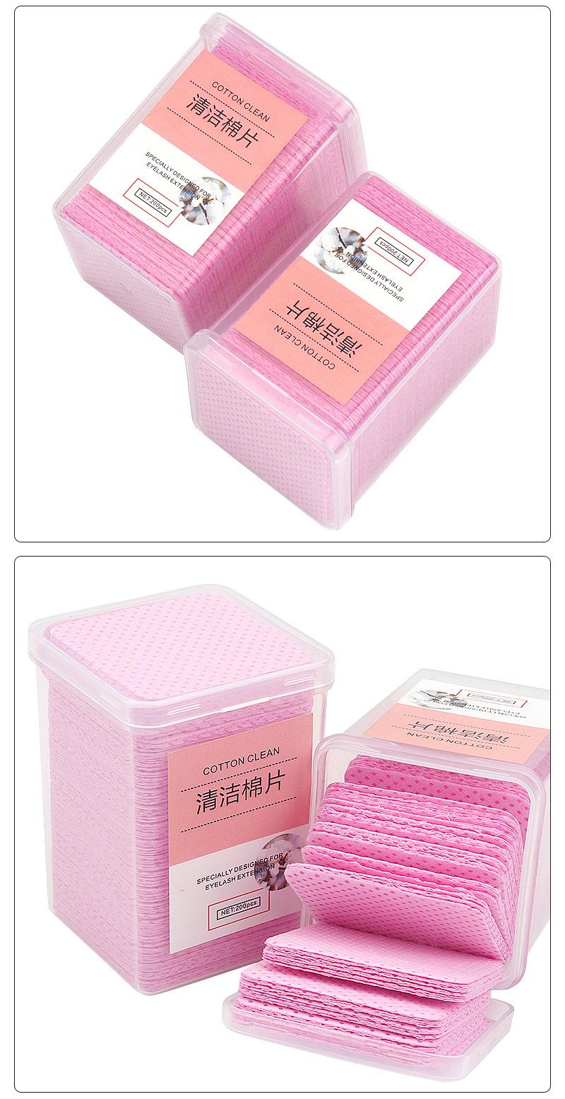 2 boxes 400pcs / Glue bottle mouth cleaning cotton pads, tweezer cleaning cotton pads,pink boxed glue wipes, non-woven fabric material, 200 pieces/box