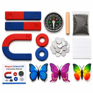 STEM Physics Science Magnet Kit for Kids - Bar, Ring, Horseshoe Magnets, Compass, Iron Filings, Experiment Tools for Aomag, Group Experiments, Directional Force Behavior, Field Distribution Learning