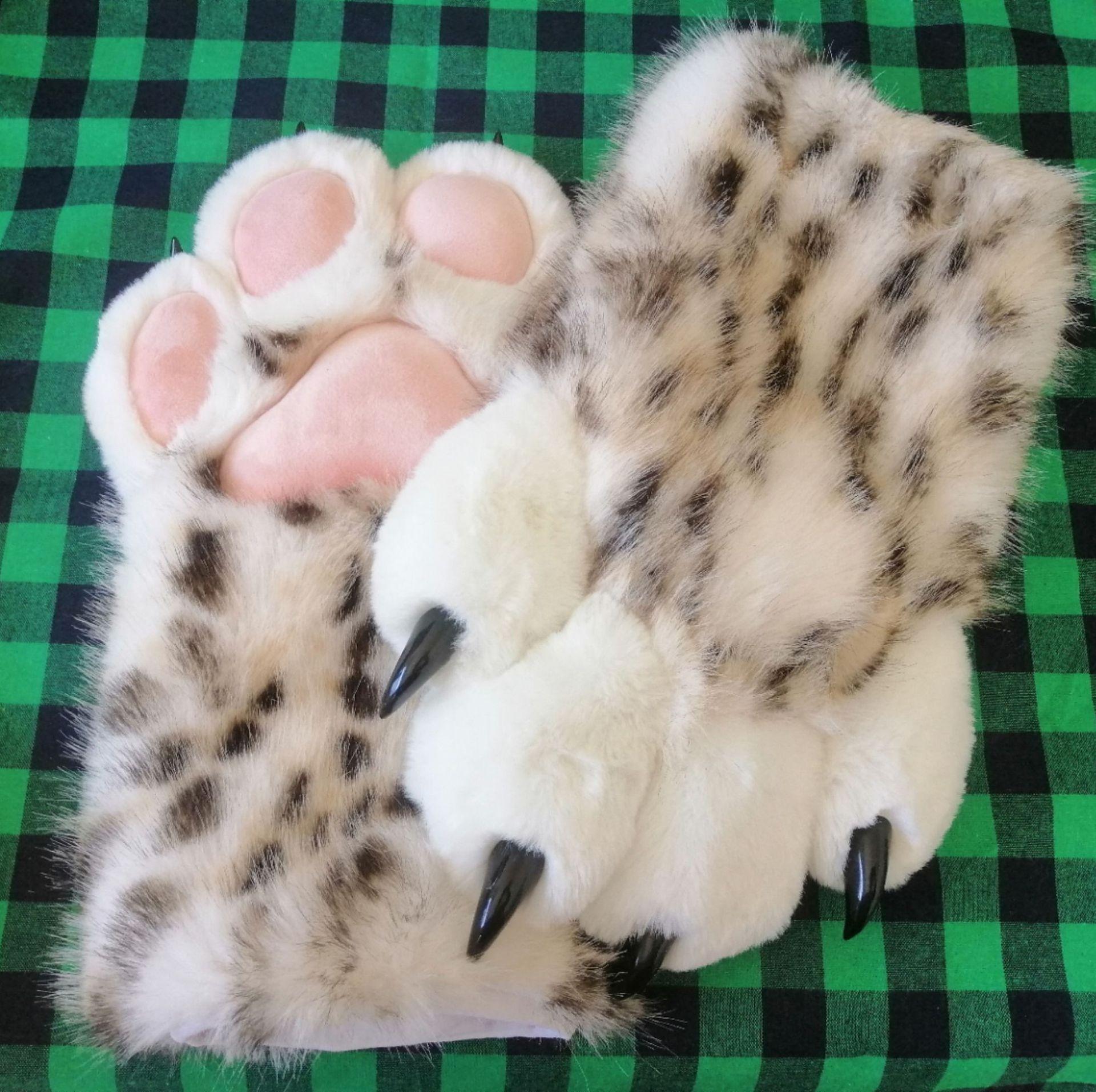 Fursuit Leopard Print Kigurumi Cat Paws Cartoon Plush Furry Cosplay Kig Costume Nail Tiger Claws Full Finger Performance Props