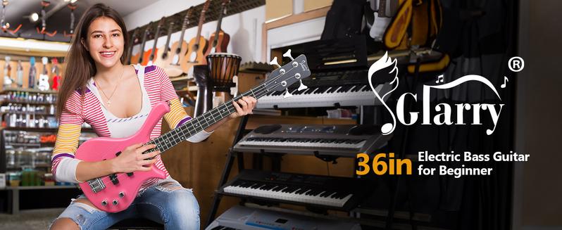 GLARRY 4 String Electric Bass Guitar, 36-inch Bass Guitar Beginner Kit with Cable, Strap and Bag for All Skill Level, Adults,Travel