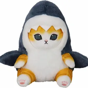 Japanese Style Shark Cat Fried Shrimp Plushie, Fun Grab Machine Toy, Perfect Gift for Friends, Festive Holiday Present