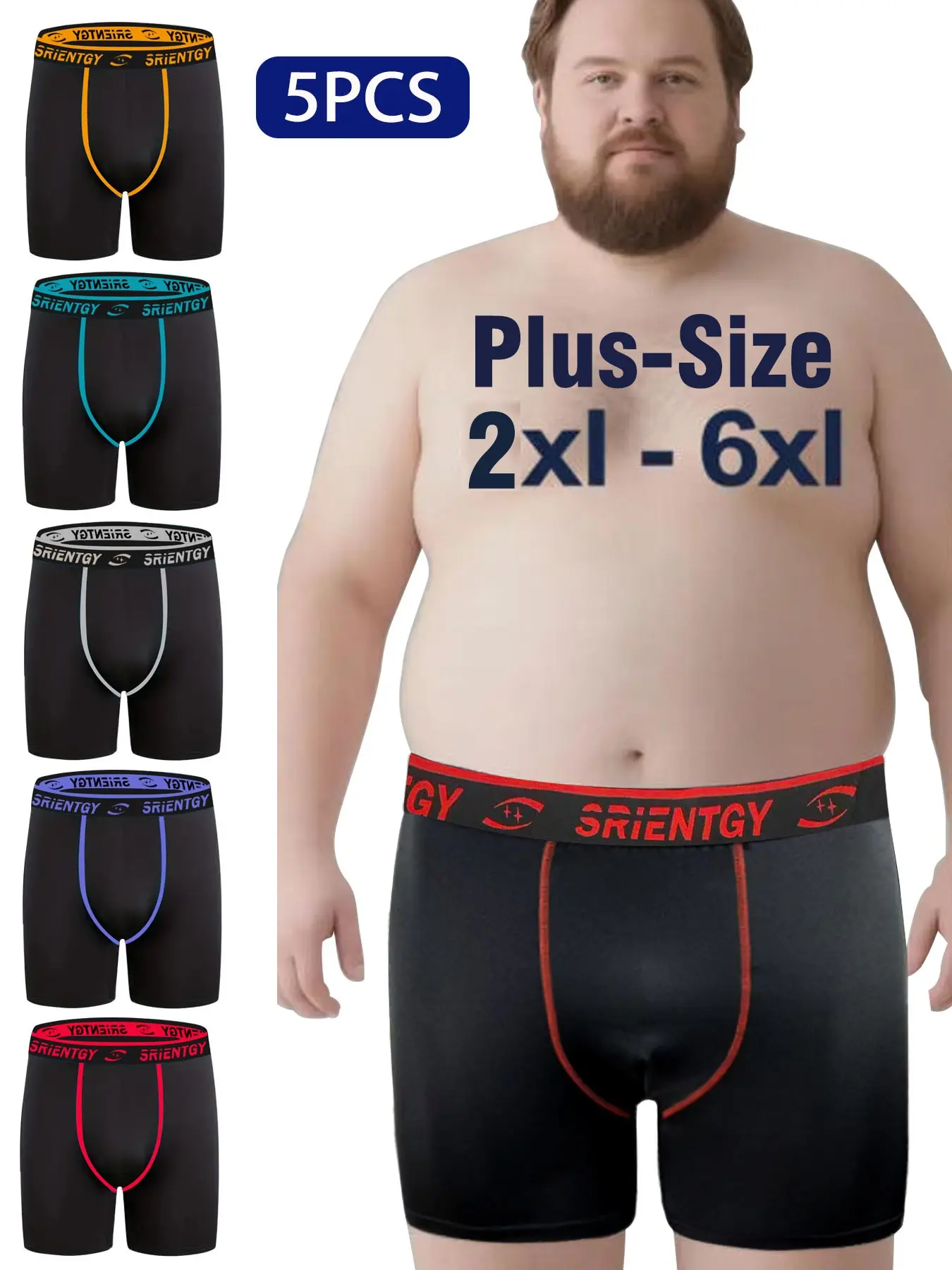 5-Pack Men's Comfortable Low-Rise Underwear, Breathable, Stretchy, Quick-Dry, Casual Gym Shorts, Soft, Lightweight, Four-Way Stretch Fabric