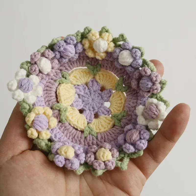 Crochet Coaster Finished Crochet Placemat Hand Knitted Flower Placemat Tea Cup Pad Heat Insulation Mug Mat Kitchen Home Decor