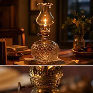 Vintage Style Oil Lamp with Glass Candle Holder, Crystal Decorative Lamp for Weddings Housewarming Home Decor, Interior Decoration Accessory, Home Accessories #GLOBAL PICKS
