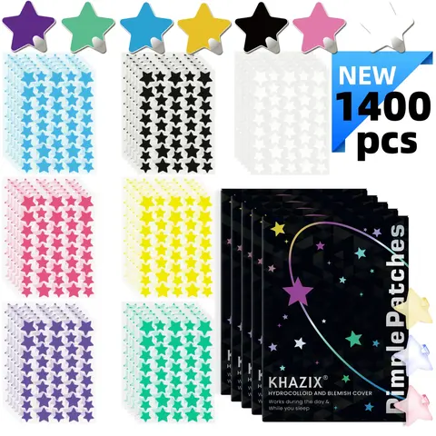 1400 Pieces Multi-Color Large-Sized Star Acne Patches, Facial Acne Patches, Concealing Papule Patches, Ultra-Thin Breathable Skin-Friendly, Acne Pimple Patch, Acne Stickers