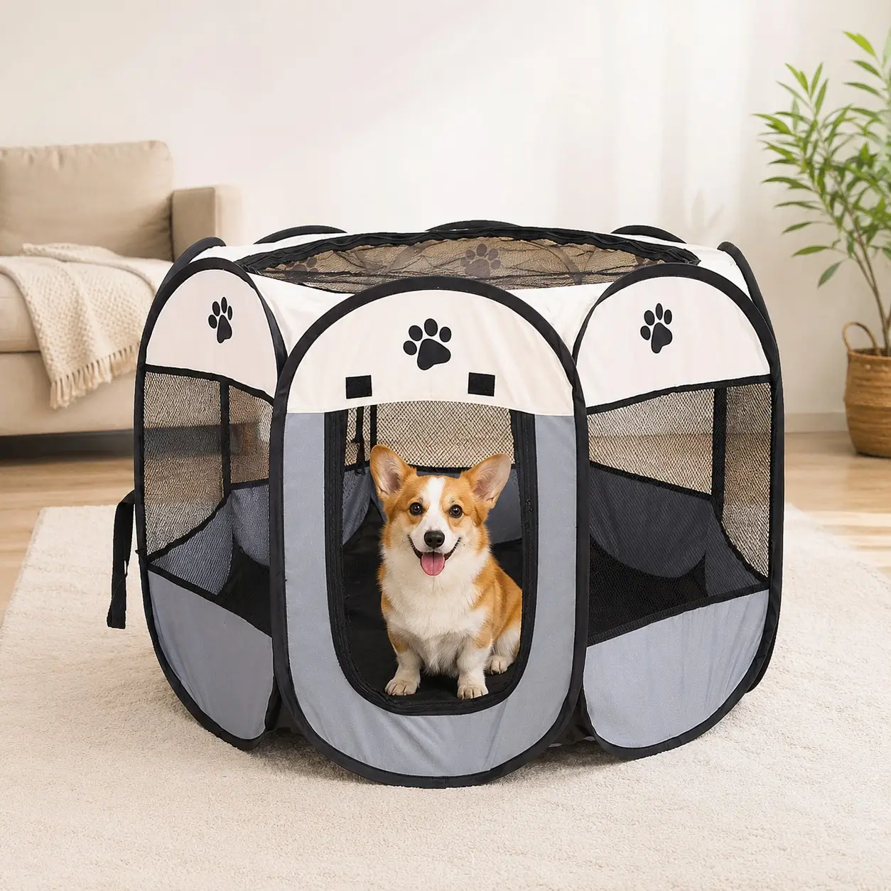 Portable Cat Dog Travel Cage, Pet Toy, Pet Crate for Walking and Travel, Fun Interactive Pet Toy, Outdoor Activity, Foldable Pet Tent